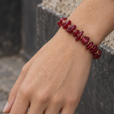Burgundy split kralenarmband