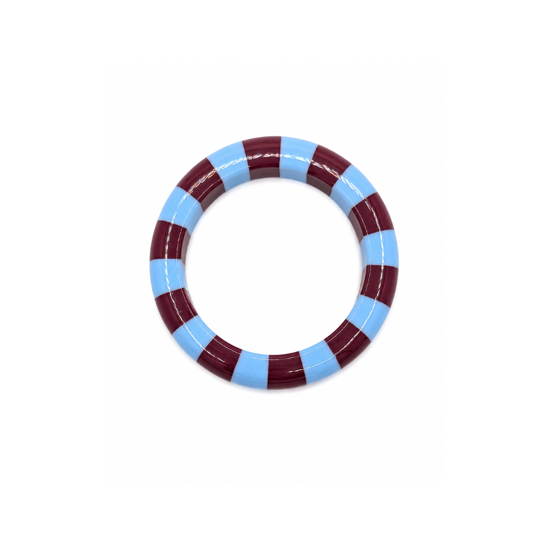 Blauw-aubergine gestreepte bangle armband Candy met glossy afwerking Casa Jadel