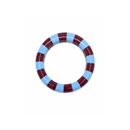 Blauw-aubergine gestreepte bangle armband Candy met glossy afwerking Casa Jadel