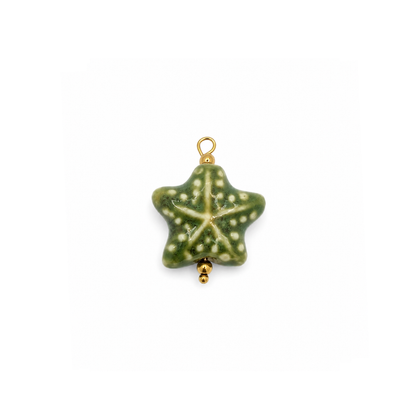 Groene zeester keramiek bedel