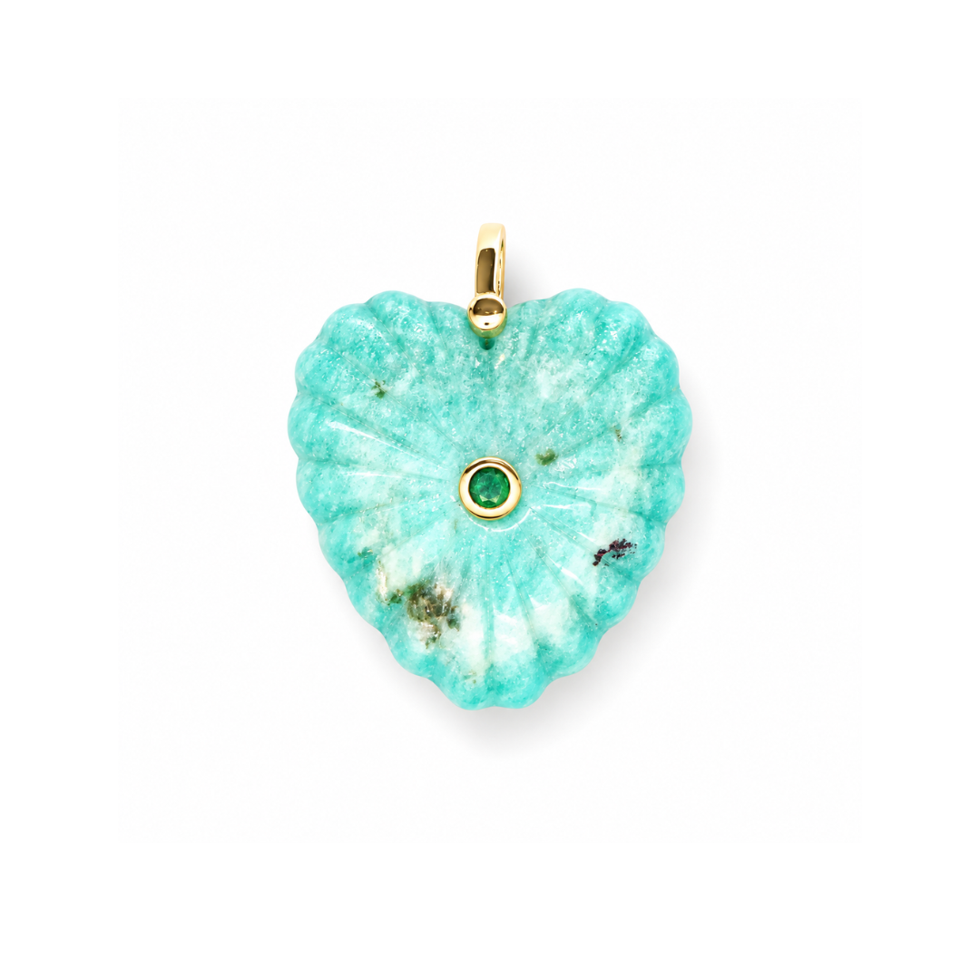 Amazoniet hart natuursteen bedel met steentje The Lodge