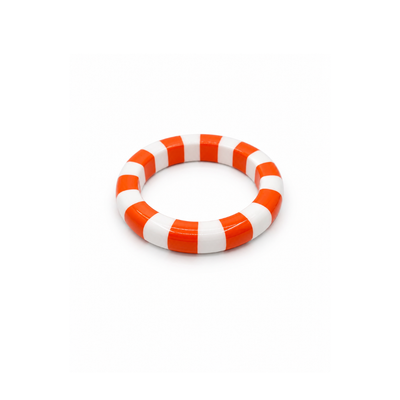 Oranje-witte gestreepte bangle armband Candy