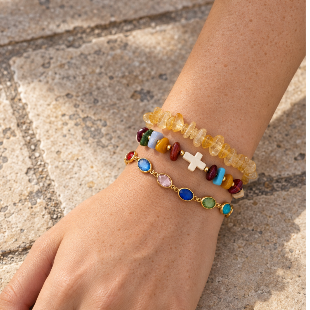 Citrien natuursteen splitkralen armband