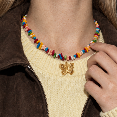 Veelkleurige splitkralenketting