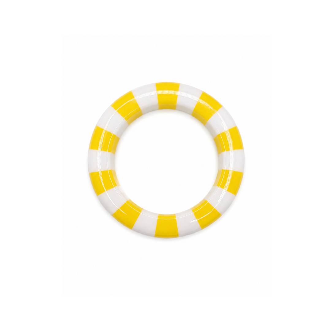 Geel-witte gestreepte bangle armband Candy met glossy afwerking Casa Jadel