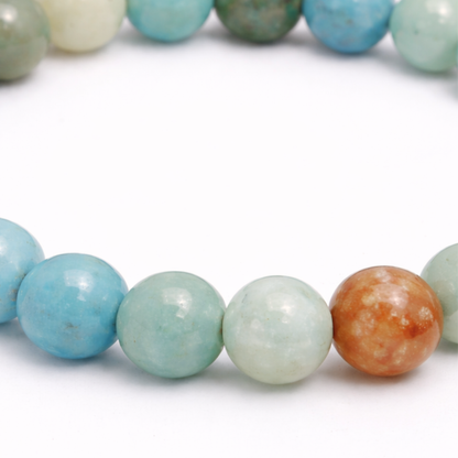 Amazoniet natuursteen kralenarmband in groen blauw turquoise 