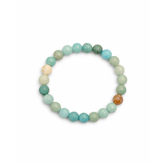 Amazoniet natuursteen kralenarmband in groen blauw turquoise 