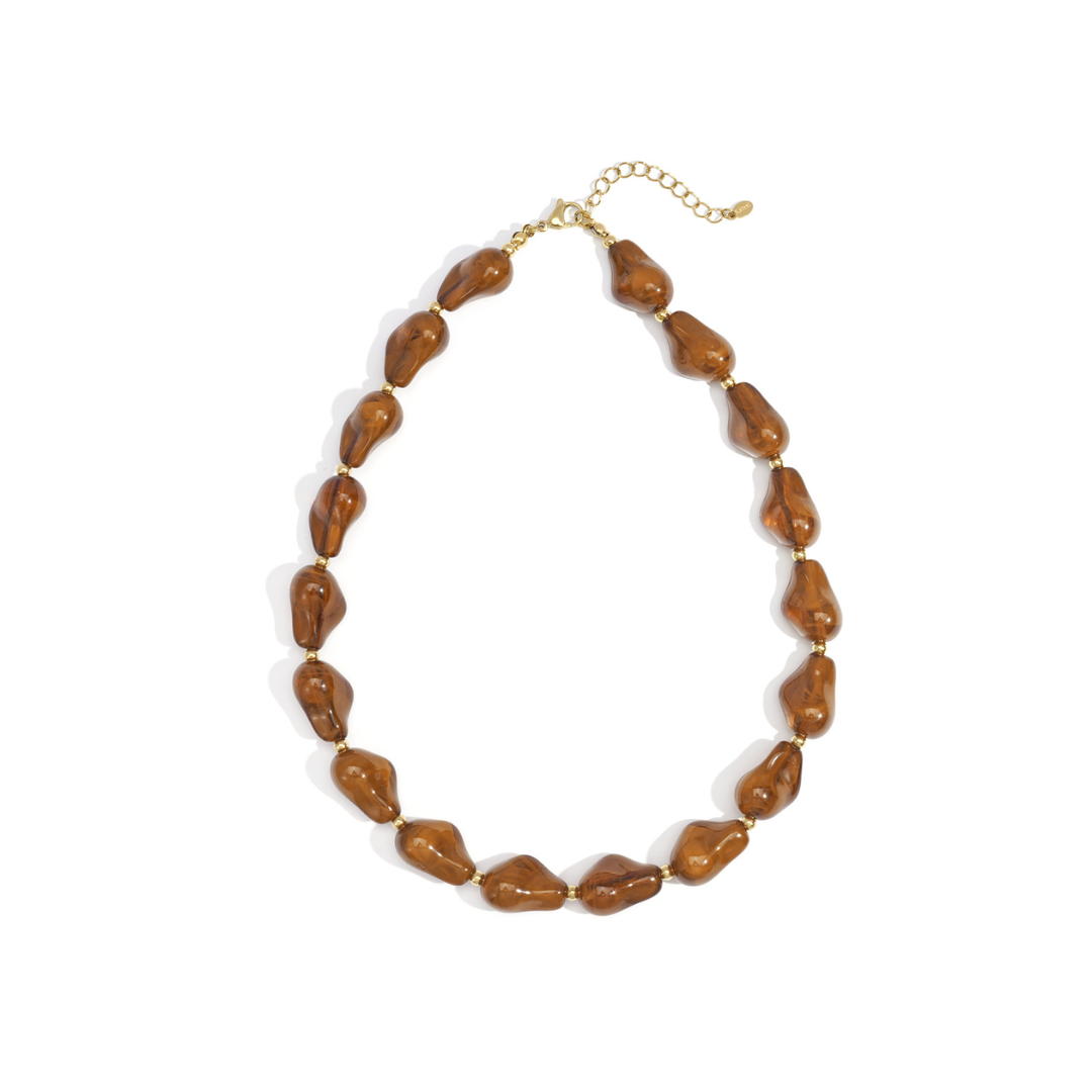 Amber bruine chunky grote kralenketting