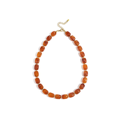 Amber bruine kralenketting marble squared