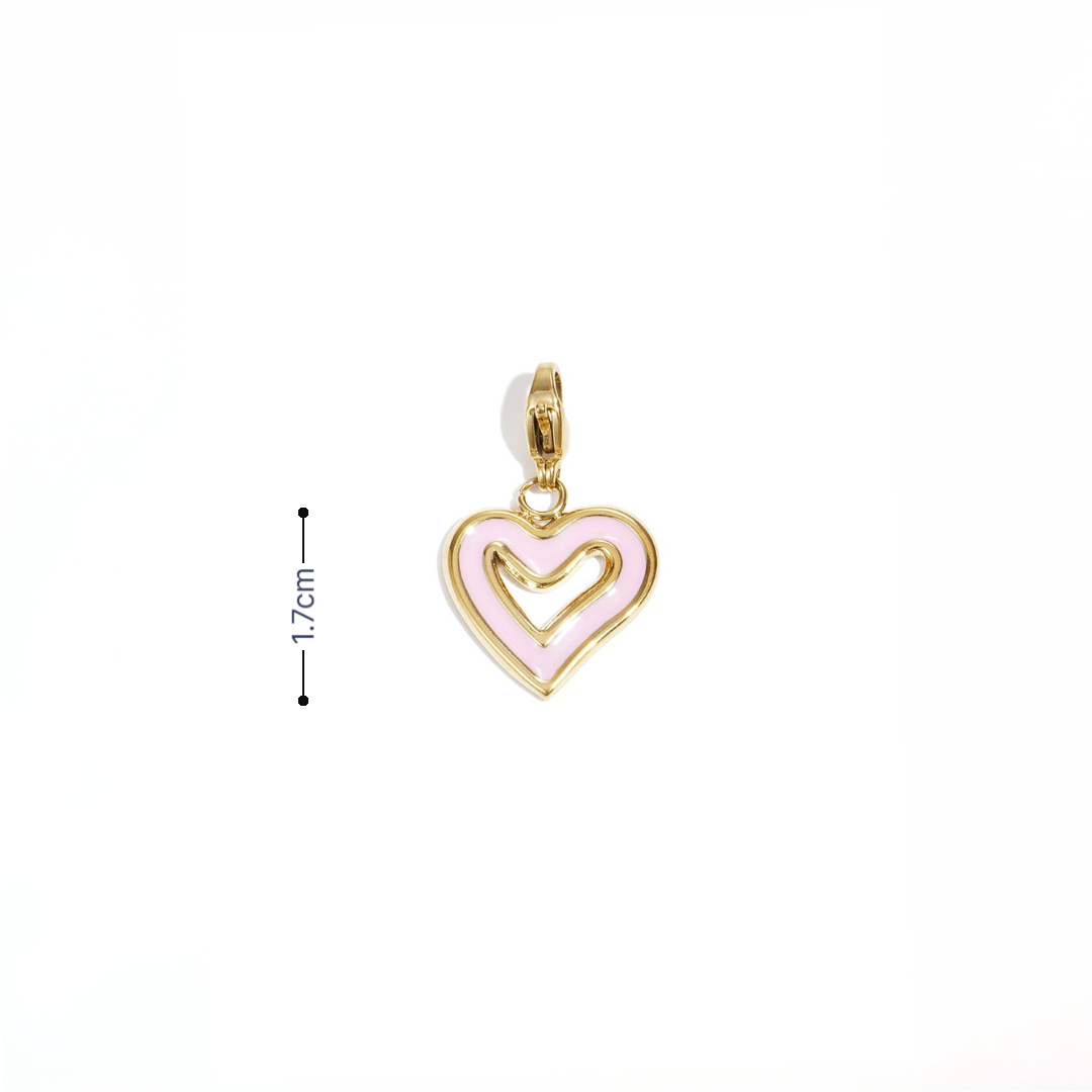 Babyroze hart contour bedel met afmeting