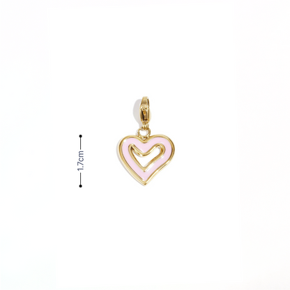 Babyroze hart contour bedel met afmeting