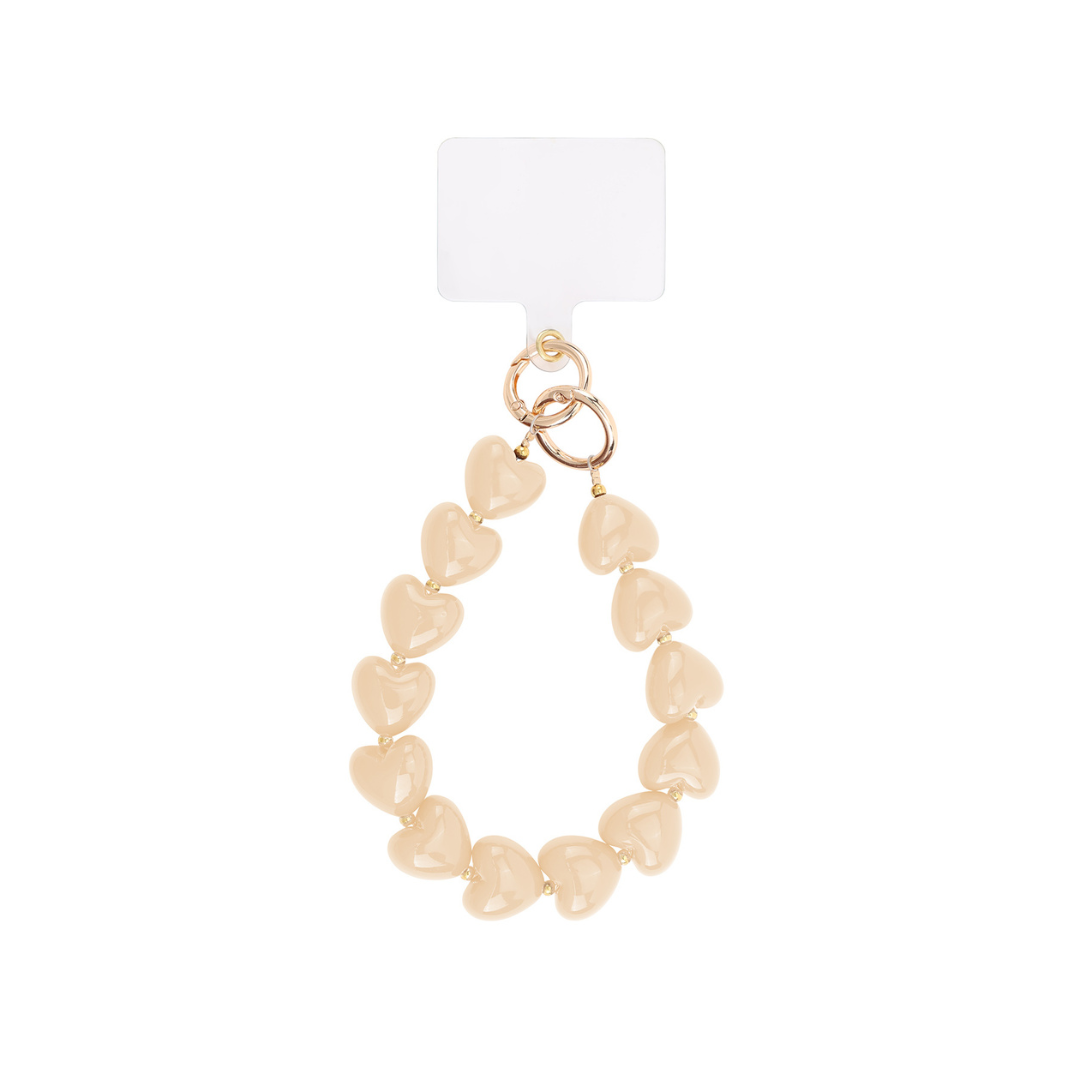 Beige telefoonkoord chubby hartje