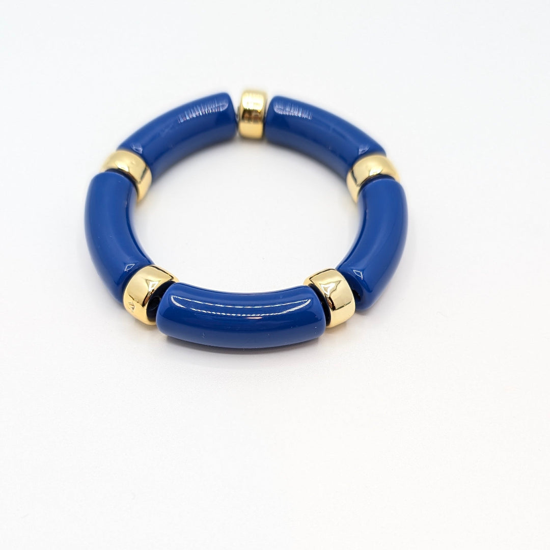 Blauwe gouden tube armband