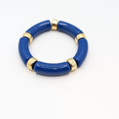 Blauwe gouden tube armband