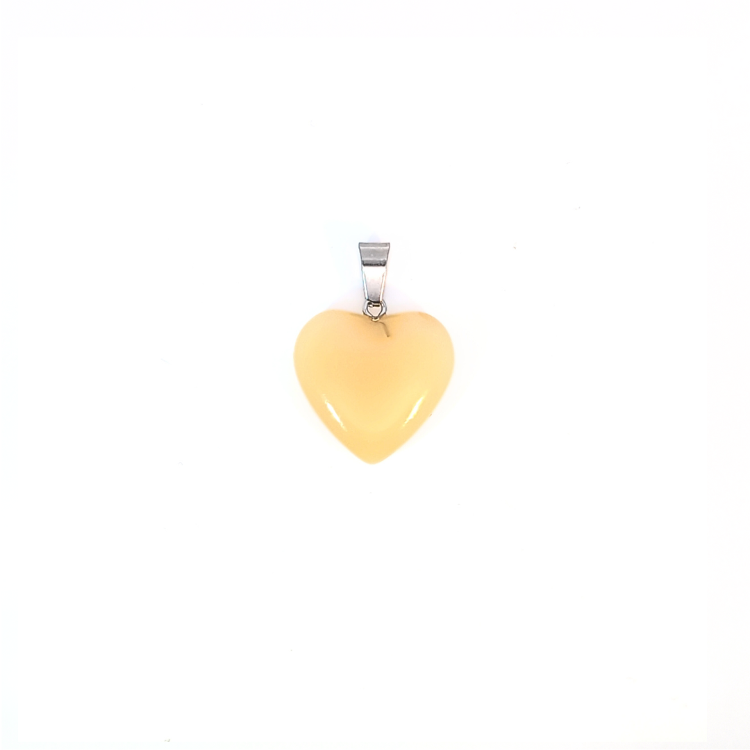 Botergeel hartje bedel met zilveren details