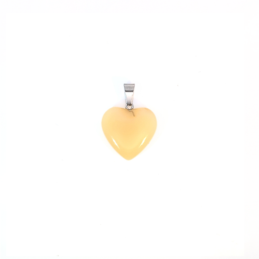 Botergeel hartje bedel met zilveren details