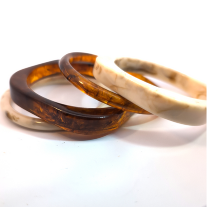 Bruin beige marmer set 4 armbanden