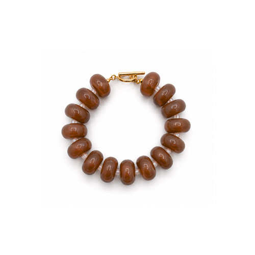 Bruine kralenarmband Lies met frontsluiting