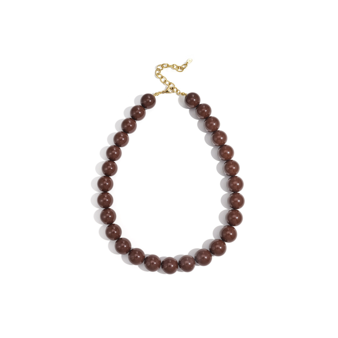 Bruine grote kralenketting
