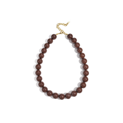 Bruine grote kralenketting