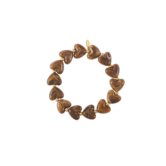 Bruine hartjes kralen armband