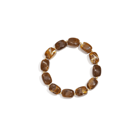 Bruine marmerlook kralenarmband met goudaccenten – Casa Jadel