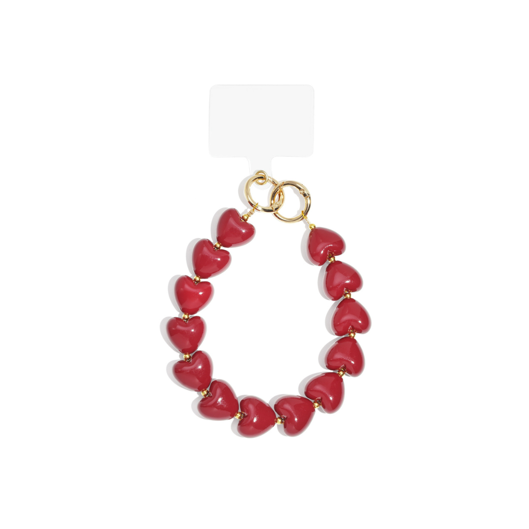 Burgundy telefoonkoord chubby hartje