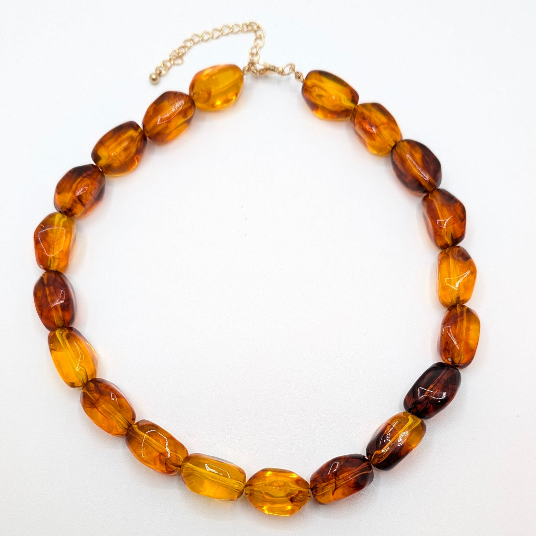 Chunky grote kralenketting amber