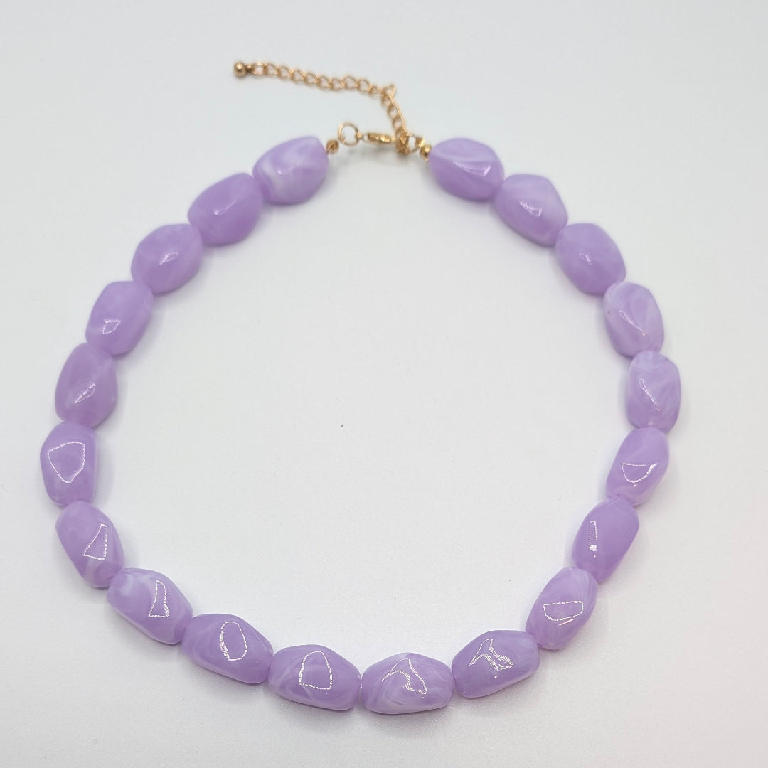 Chunky grote kralenketting paars