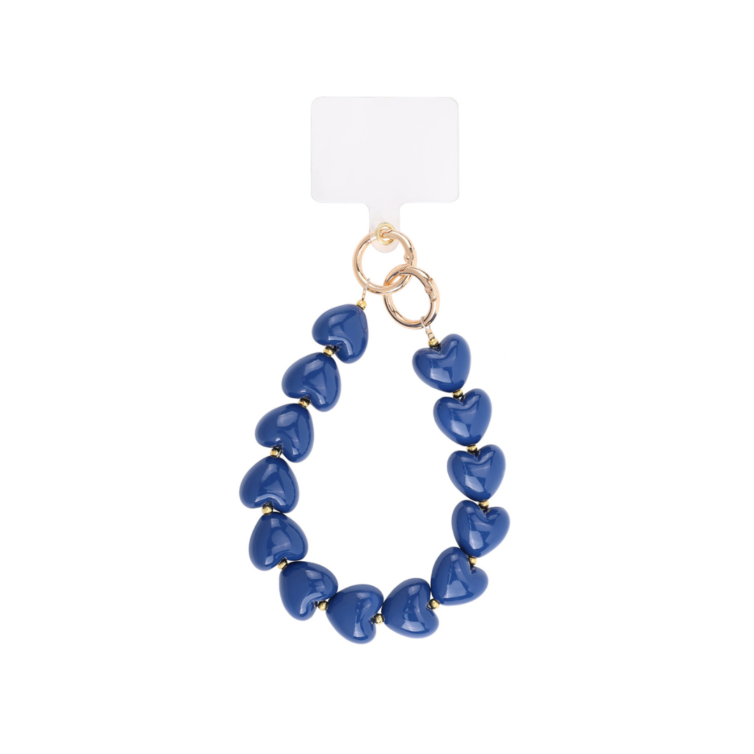 Donkerblauw telefoonkoord chubby hartje