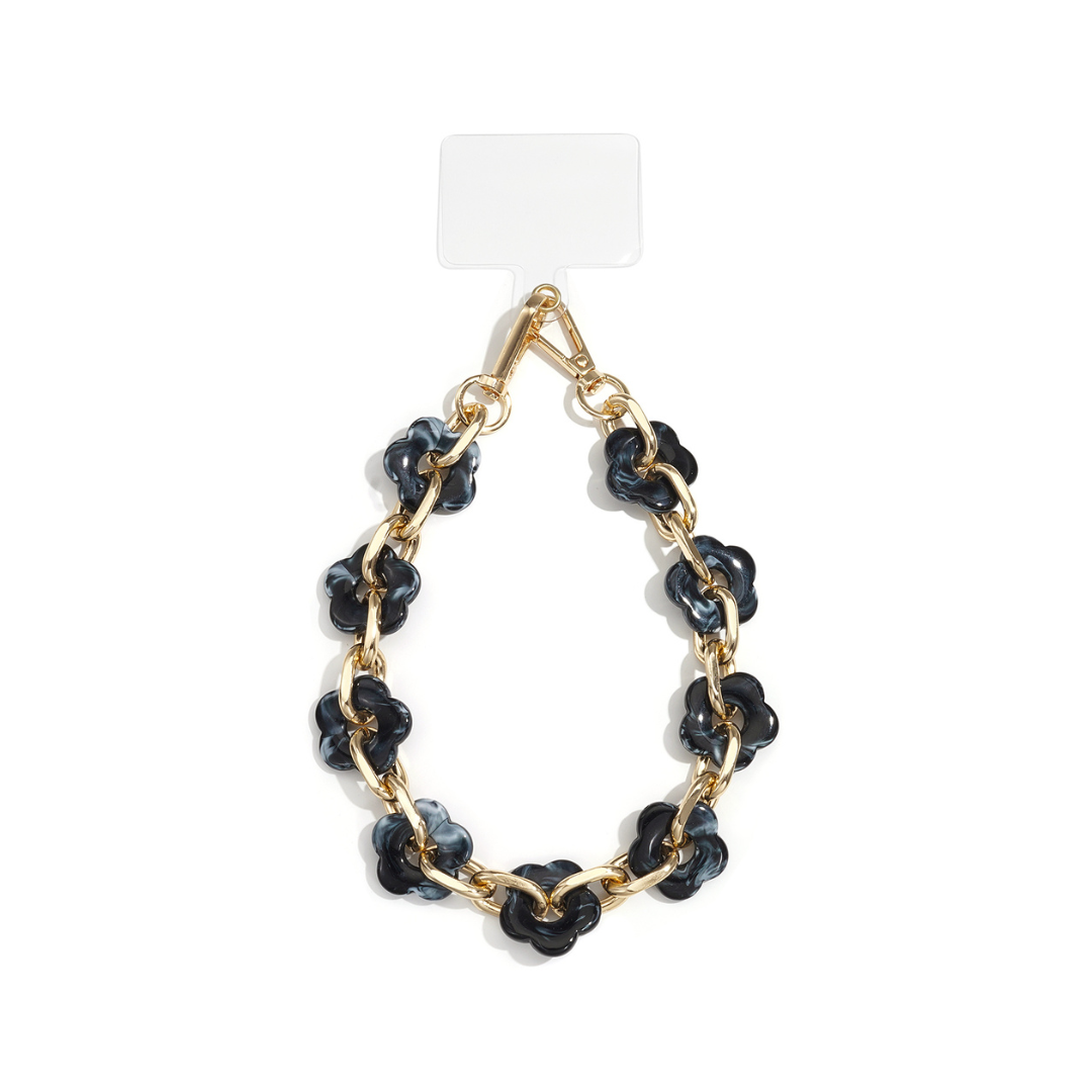 Donkerblauw telefoonkoord gemarmerde bloem