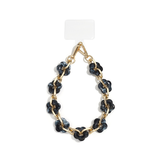 Donkerblauw telefoonkoord gemarmerde bloem