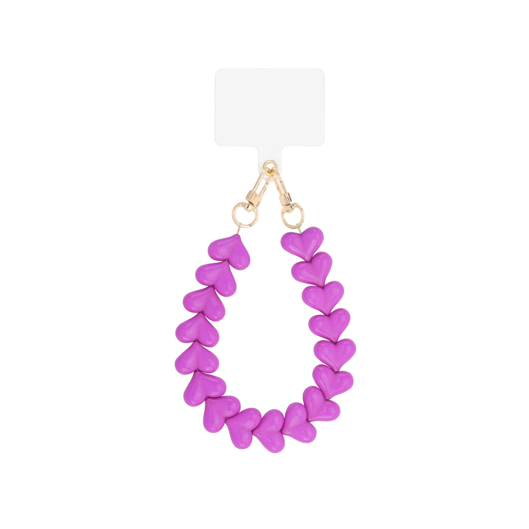 Fuchsia roze hartjes  telefoonkoord