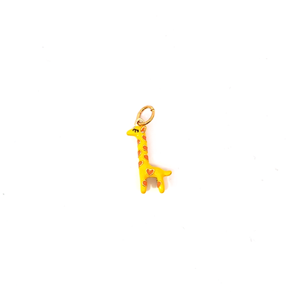 Gele giraffe bedel met roze hartjes van Jadel, speelse dieren charm