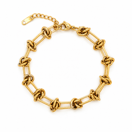 Gouden armband dunne schakels met een knoop