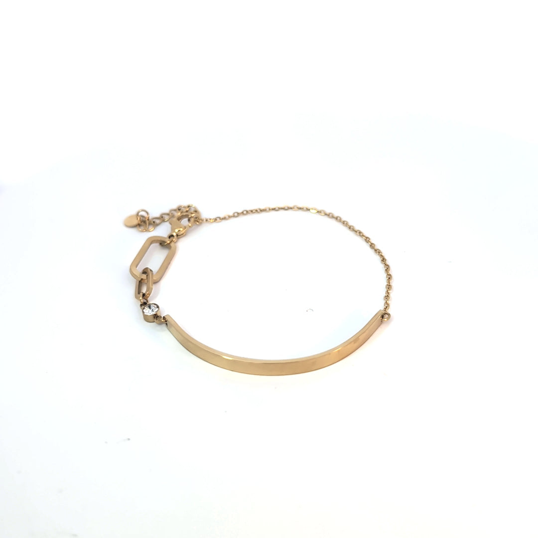 Gouden bangle schakel armband met strass