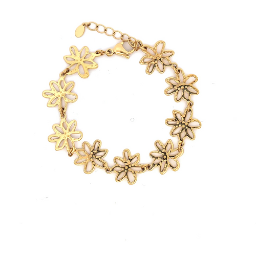 Gouden flower all around armband