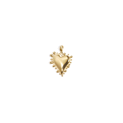 Gouden hart bedel met bolletjesrand