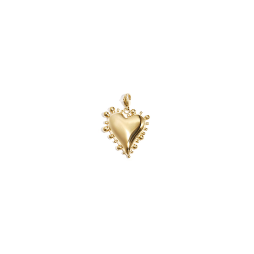 Gouden hart bedel met bolletjesrand