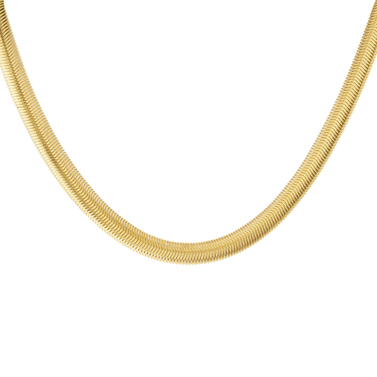 Gouden platte schakelketting L van stainless steel met platte schakels