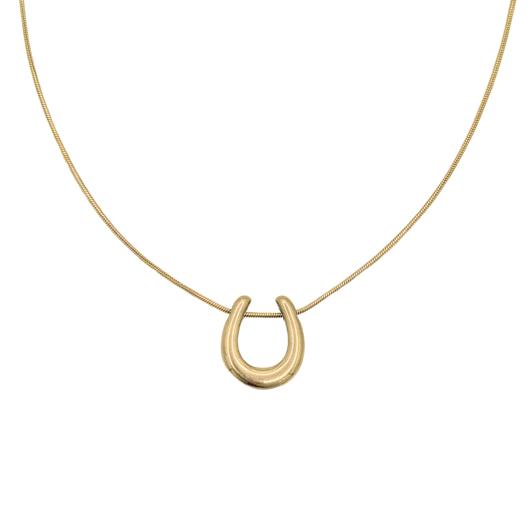 Gouden ketting met minimalistisch hoefijzer - gouden omega ketting met glad hoefijzer hanger - Casa Jadel