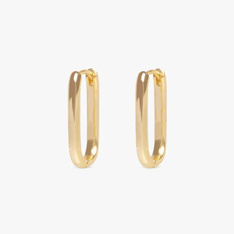 Gouden langwerpig ovale oorring basic - L - Casa Jadel