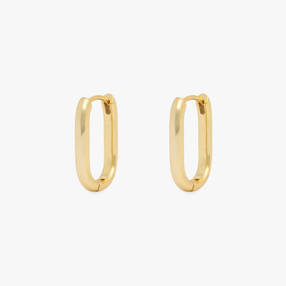 Gouden langwerpig ovale oorring basic - M
