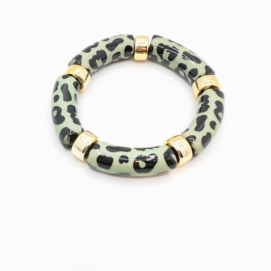 Groene panterprint tube armband