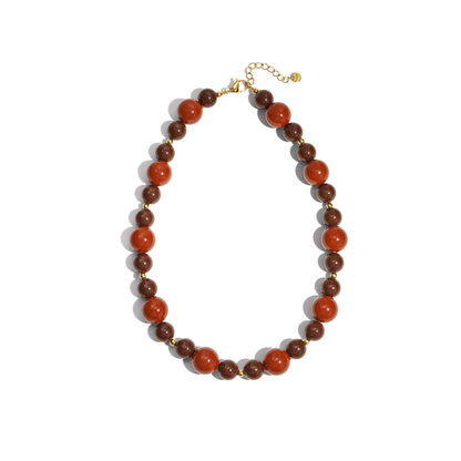 Grote en kleine bruin en oranje kralenketting