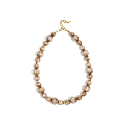 Grote kralen ketting gemarmerd bruin beige