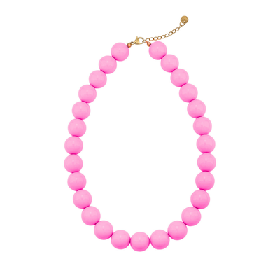 Zuurstokroze grote kralenketting Luna