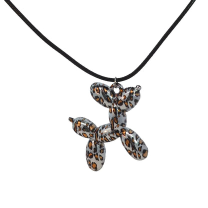 Ketting ballonnen hond panterprint met zwart koord