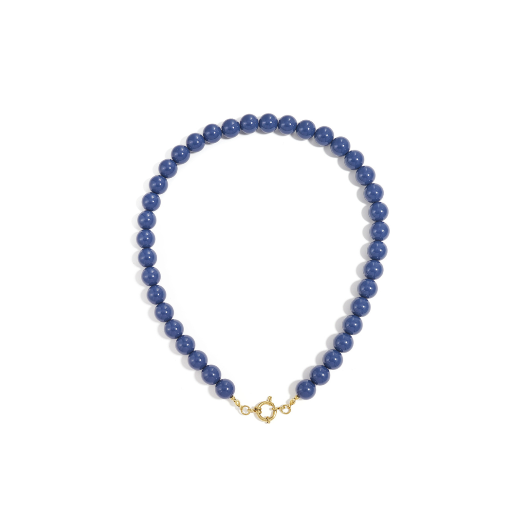 Kralen ketting donker blauw met boeislot