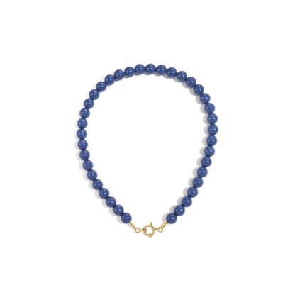 Kralen ketting donker blauw met boeislot